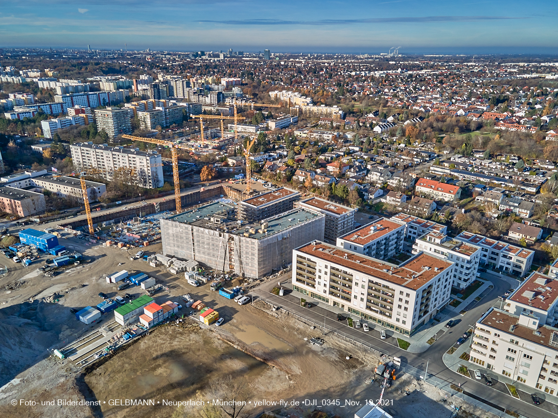 19.11.2021 - Luftbilder von der Baustelle Alexisquartier und Pandion Verde in Neuperlach